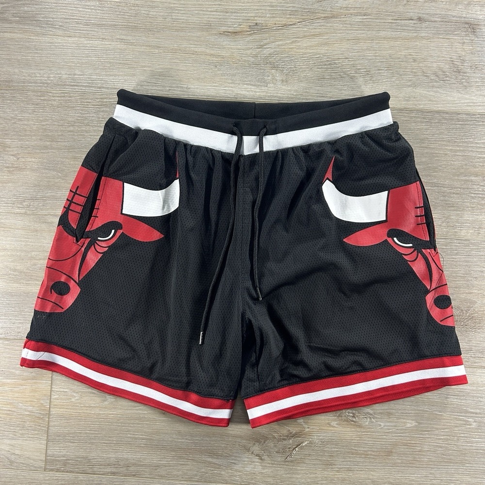 Chicago Bulls NBA Medium Mesh Shorts 6" Black Ultra Game Lined Pockets
